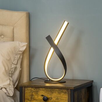 Lampe à poser design contemporain - lampe de table design spirale - dim. 21L x 15l x 43H cm - alu. noir LED blanc chaud 4