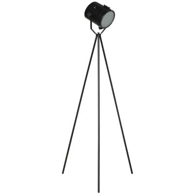 Lámpara de pie trípode estilo industrial proyector orientable orientación metal negro