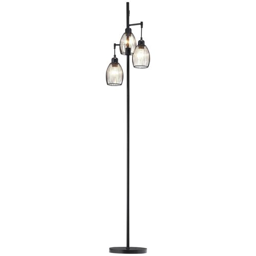 Lampadaire design industriel 3 têtes 40 W max. luminosité réglable métal filaire acier noir