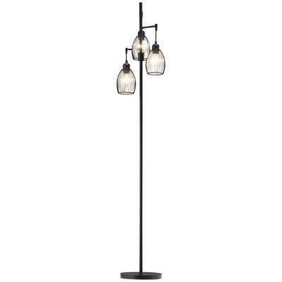 Lampadaire design industriel 3 têtes 40 W max. luminosité réglable métal filaire acier noir