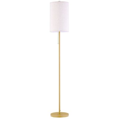 Lámpara de pie de diseño neo-retro 40 W máx. pantalla de lino color crema con base de poste de acero dorado