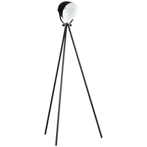 Lampadaire trépied style industriel abat-jour ajustable E27 40W max. dim. 60L x 54l x 135H cm métal noir blanc