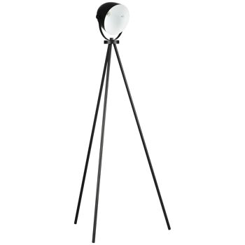 Lampadaire trépied style industriel abat-jour ajustable E27 40W max. dim. 60L x 54l x 135H cm métal noir blanc 1