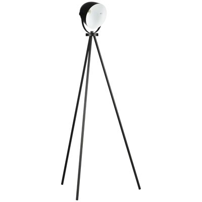 Lampadaire trépied style industriel abat-jour ajustable E27 40W max. dim. 60L x 54l x 135H cm métal noir blanc