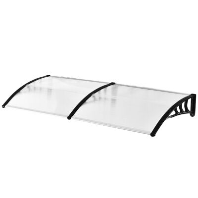 Türmarkisen-Vordach, gewölbtes, abgerundetes Design, Maße: 195 L x 80 B x 23 H cm, schwarzes Kunststoff-Polycarbonat