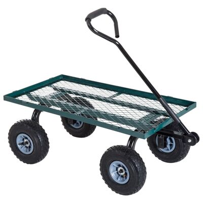 Carrello trasporto giardino carrello a mano carrello a mano 4 ruote max. 150 Kg di metallo verde