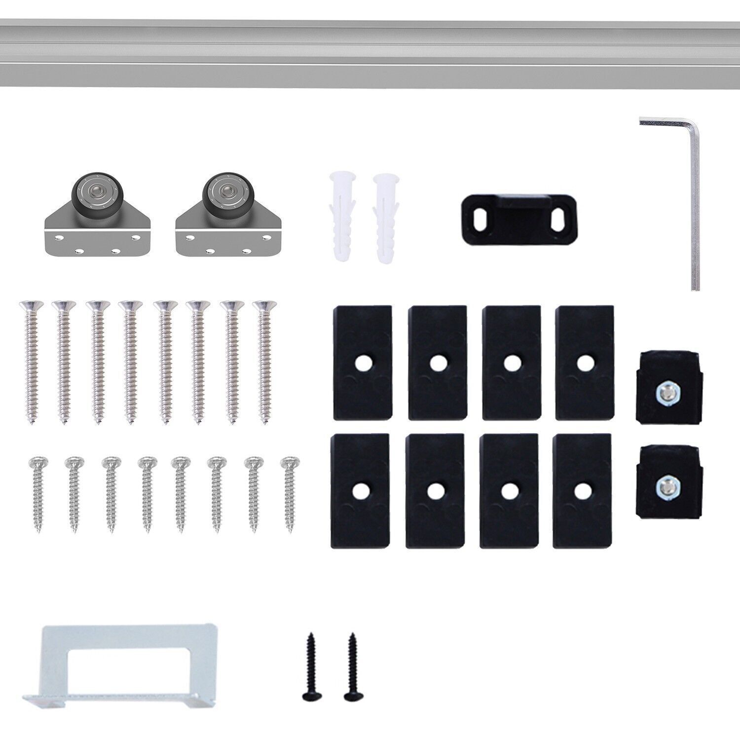 HOMCOM Complete sliding door kit 4 x 93 cm (d x w): track, rollers, screws