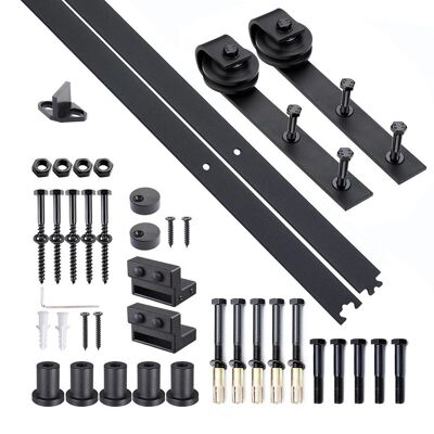 Kit de puertas correderas HOMCOM Pocket system para espesores de puerta de 35-45 mm y máx. 1 m de carga máxima 100 Kg acero marrón oscuro