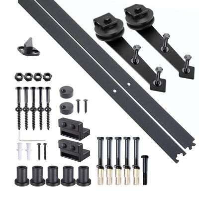 Kit de puerta corredera HOMCOM Pocket system para grosor de puerta de 35-45 mm de ancho máx. 1 m de carga máxima 100 Kg acero marrón oscuro