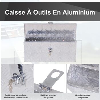 Boite de rangement - boîte à outils en aluminium - caisse à outil alu. verrouillage clé 5