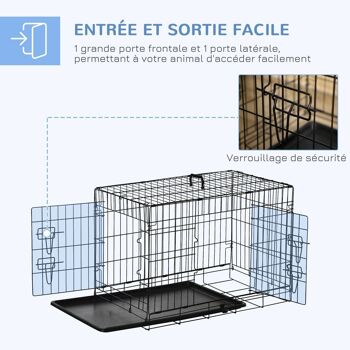 Cage de transport pliante pour chien poignée, plateau amovible, coussin fourni 76 x 53 x 57 cm noir 5
