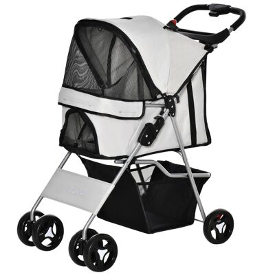 Buggy stroller for dogs 75L x 46W x 94H cm foldable waterproof 600D Oxford fabric 4 wheels gray