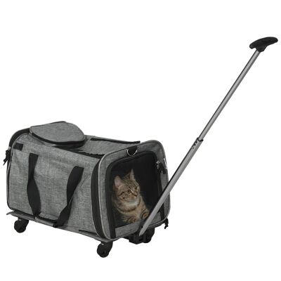 Transport bag for animals 4 in 1 trolley trolley basket with wheels bag shoulder straps gray