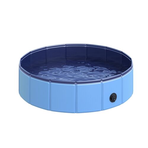 Piscine pour chien bassin PVC pliable anti-glissant facile à nettoyer diamètre 80 hauteur 20 cm bleu