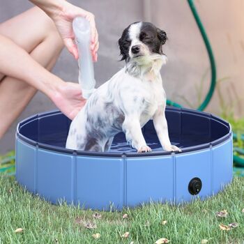 Piscine pour chien bassin PVC pliable anti-glissant facile à nettoyer diamètre 80 hauteur 20 cm bleu 2
