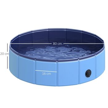 Piscine pour chien bassin PVC pliable anti-glissant facile à nettoyer diamètre 80 hauteur 20 cm bleu 3