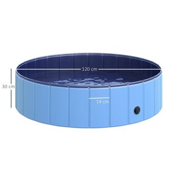 Piscine pour chiens bassin pliable bouchon vidange fond antidérapant diamètre 1,20 m bleu 3