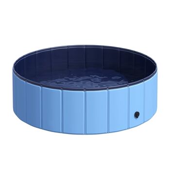 Piscine pour chien bassin PVC pliable anti-glissant facile à nettoyer diamètre 100 cm hauteur 30 cm bleu 1