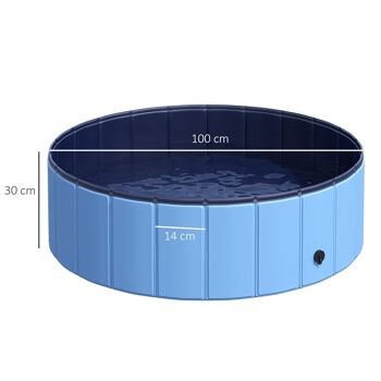 Piscine pour chien bassin PVC pliable anti-glissant facile à nettoyer diamètre 100 cm hauteur 30 cm bleu 3