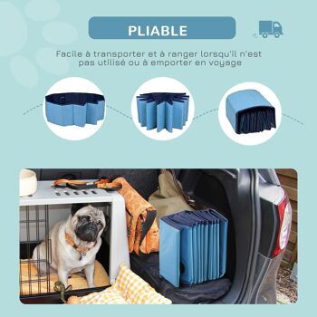 Piscine pour chien bassin PVC pliable anti-glissant facile à nettoyer diamètre 100 cm hauteur 30 cm bleu 5