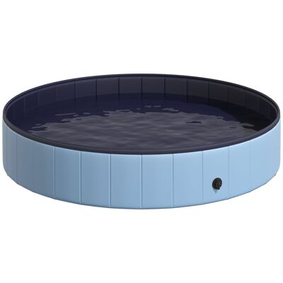 Vasca per piscina per cani in PVC pieghevole antiscivolo facile da pulire diametro 160 cm altezza 30 cm blu