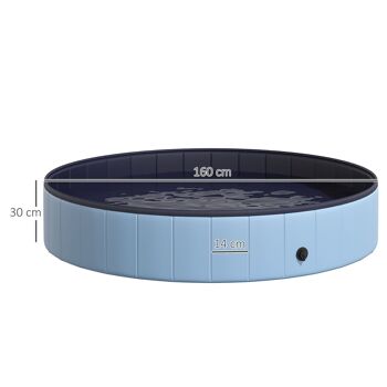 Piscine pour chien bassin PVC pliable anti-glissant facile à nettoyer diamètre 160 cm hauteur 30 cm bleu 3