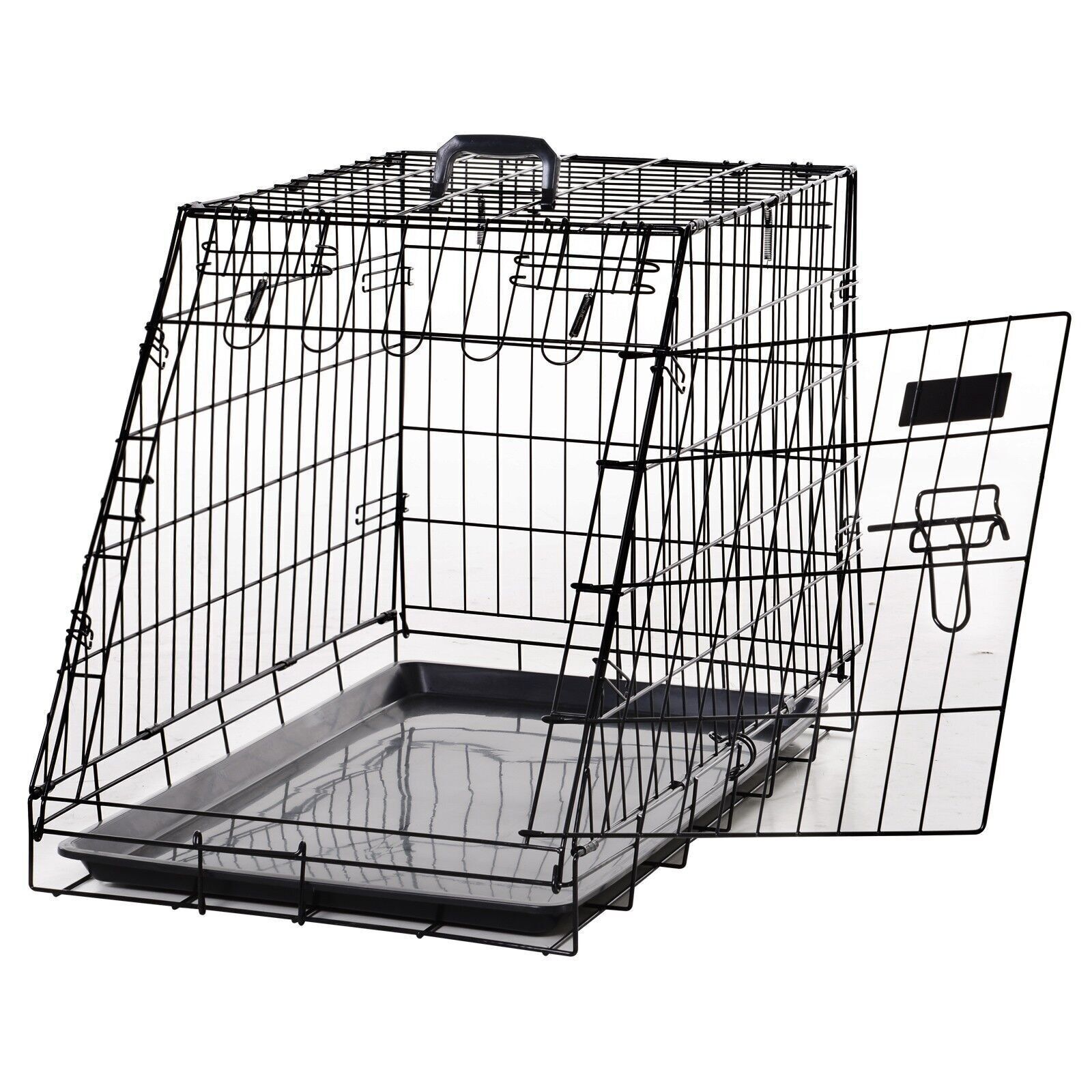 Transportkäfig für Hunde der Größe L, Maße 76L x 48B x 55H cm, schwarzes Metall