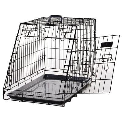 Cage de transport pour chien taille L dim. 76L x 48l x 55H cm métal noir