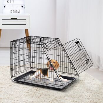 Cage de transport pour chien taille L dim. 76L x 48l x 55H cm métal noir 2