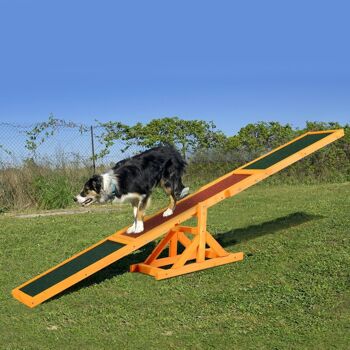 Agility sport pour chien bascule - bascule pour chien - équipement entrainement chien - bois sapin pré-huilé feutre bitumé antidérapant brique vert 4