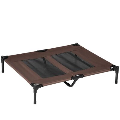 Lettino su piedi per cane gatto animale letto da campo letto rialzato Oxford textilene microforato Dim. 92L x 76L x 18H cm marrone