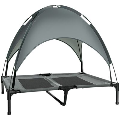 Bed for dog cat on feet camp bed raised bed refreshing velum anti-UV Oxford micro-perforated parasol and carrying bag included dim. 92L x 76W x 90H cm gray black