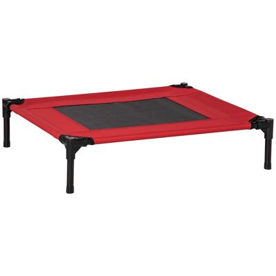 Raised bed for dog cat dim. 76L x 61W x 18H cm with epoxy metal bag micro-perforated textilene oxford fabric red black