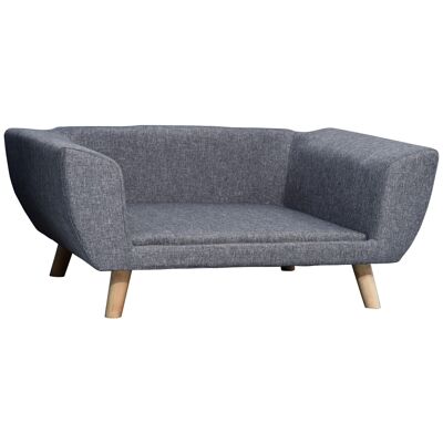 Dog sofa dog bed Scandinavian design soft cushion solid wood feet dim. 87 x 61 x 36 cm gray polyester