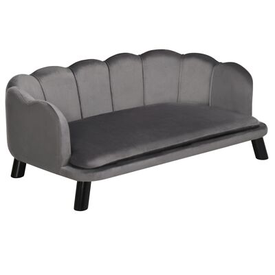 Sofa dog bed for dog cat contemporary design shell dim. 98L x 60W x 35H cm soft cushion gray velvet