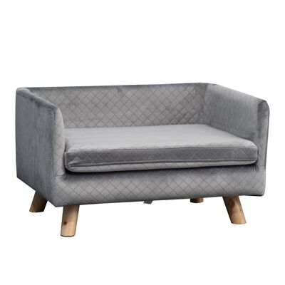 Dog sofa dog bed Scandinavian design soft cushion solid wood feet dim. 64 x 45 x 36 cm gray velvet