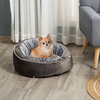 PawHut Panier pour chien lit pour animaux de compagnie velours hollandais coton PP gris 2