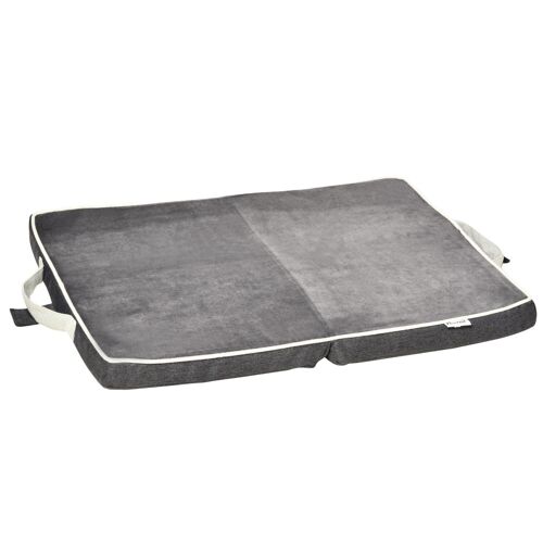 Coussin matelas chien ou chat lit pliable portable déhoussable lavable velours mousse à mémoire de forme gris