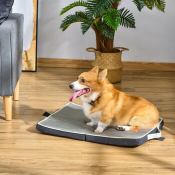Coussin matelas chien ou chat lit pliable portable déhoussable lavable velours mousse à mémoire de forme gris 2