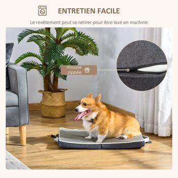 Coussin matelas chien ou chat lit pliable portable déhoussable lavable velours mousse à mémoire de forme gris 5