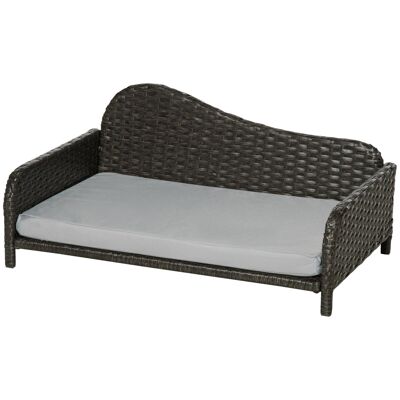 Cozy chic estilo perro gato chaise lounge sofá - uso interior/exterior - cojín extraíble incluido resina tejida gris