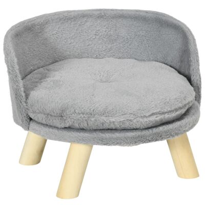 Sofa bed basket for dogs Scandinavian design removable soft cushion wooden legs Ø 40.5 x 33H cm gray