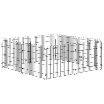 PawHut Box Recinto per Cani Cuccioli Animali Domestici Diametro 158cm 8 Pannelli 71L x 61H cm Nero