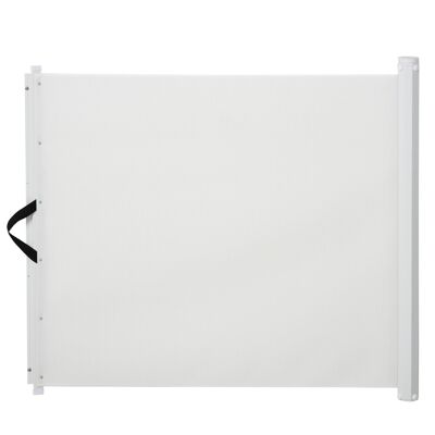 PawHut Cancello di sicurezza barriera retrattile automatica per animali 1,15L x 0,83H m teslin metallo bianco