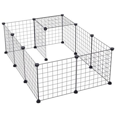 Cage playpen enclosure for pets L 106 x W 73 x H 36 cm rounded edges black metal wire 55