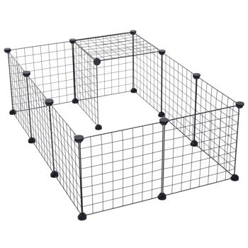 Cage parc enclos pour animaux domestiques L 106 x l 73 x H 36 cm bords arrondis fil métallique noir 55 1