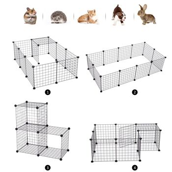 Cage parc enclos pour animaux domestiques L 106 x l 73 x H 36 cm bords arrondis fil métallique noir 55 4