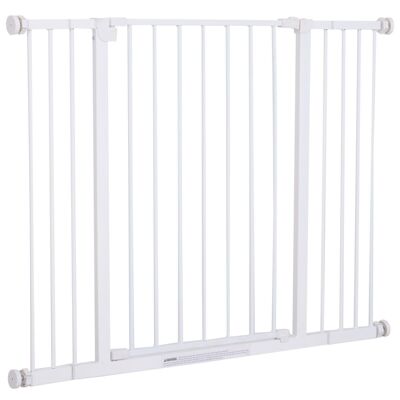 Barrera de seguridad longitud regulable medidas 76-107W x 76H cm sin taladrar metal plástico blanco