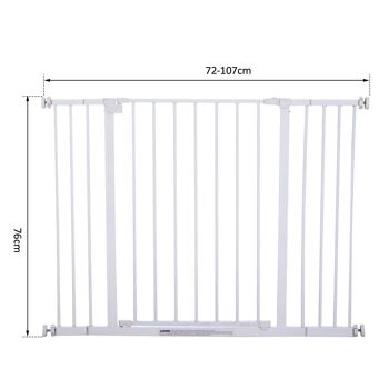 Barrière de sécurité longueur réglable dim. 76-107l x 76H cm sans perçage métal plastique blanc 3