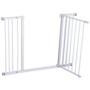 Barrière de sécurité longueur réglable dim. 76-107l x 76H cm sans perçage métal plastique blanc 5